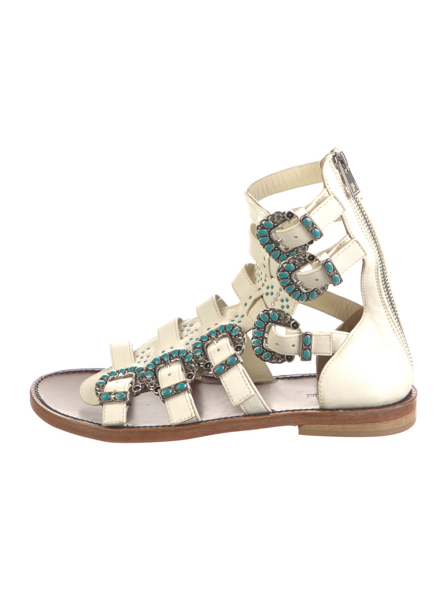 Zadig & Voltaire Leather Floral Print Gladiator Sandals